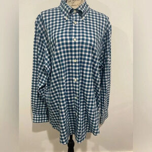 Brooks Brothers 1818 Regent Blue and White Plaid Long Sleeve Dress Shirt Size XL